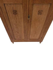 Arts & Crafts Art Nouveau Bookcase with Original Green Glass, 1900s